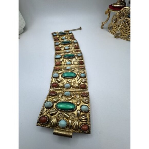 Gorgeous Vintage Silver Tribal With Semi Precious Stones Sterling Silver Set - Picture 15 of 16